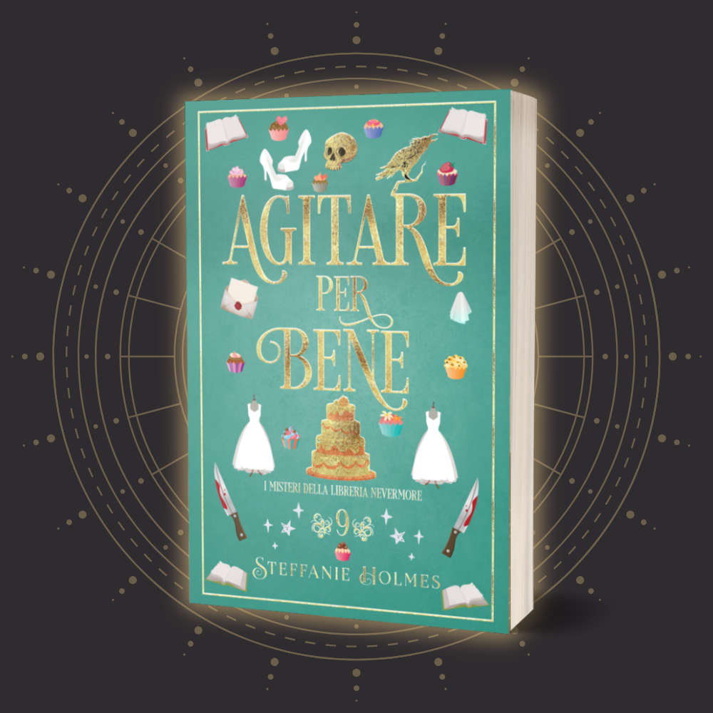 Book cover of 'Agitare per bene' by Steffanie Holmes with decorative elements on a dark background