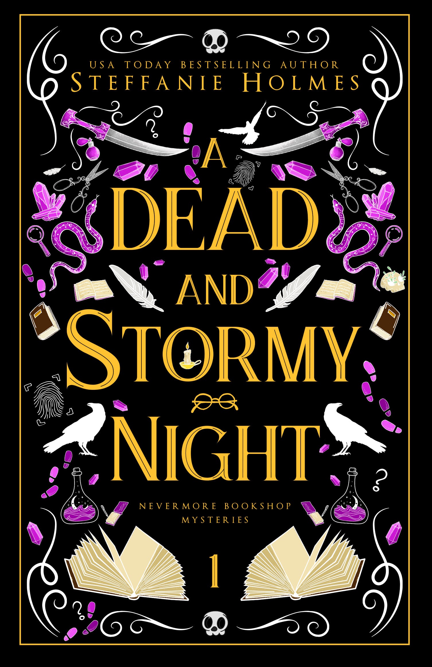 Book cover titled 'A Dead and Stormy Night' by Steffanie Holmes