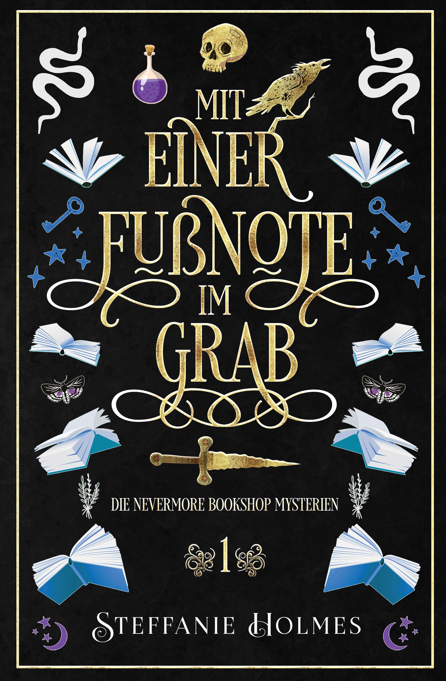 Book cover for 'Mit Einer Fussnote im Grab' by Steffanie Holmes
