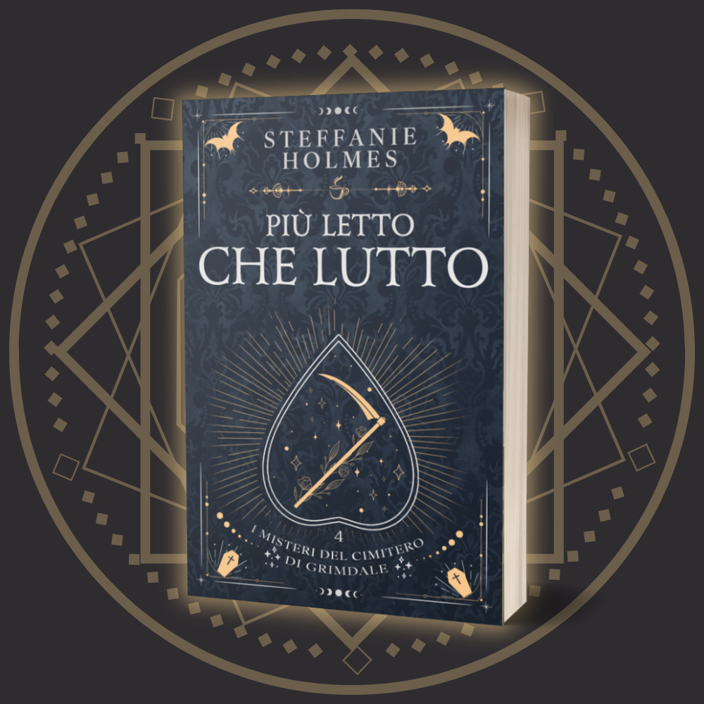 Book cover of 'Piu letto che lutto' by Steffanie Holmes on a dark background