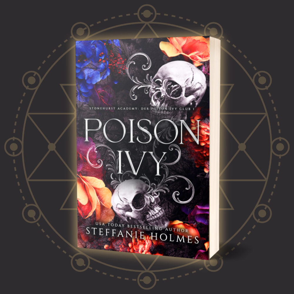 Book cover of 'Poison Ivy' German translation by Steffanie Holmes with skull and floral design on a dark background