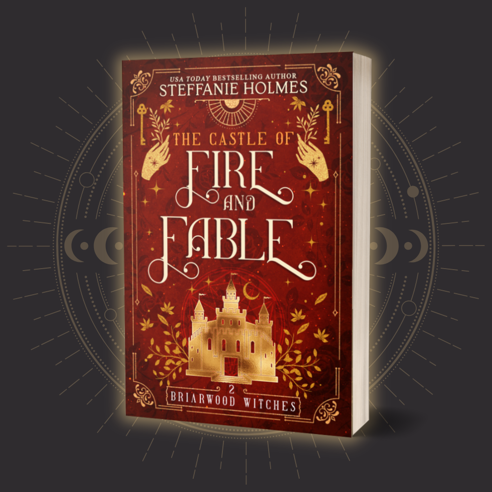 Book cover of 'The Castle of Fire and Fable' by Steffanie Holmes on a dark background
